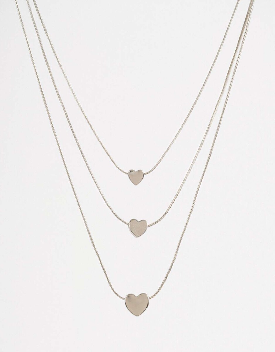 Collar Con Corazones - Plateado 