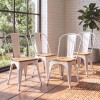Silla Tolix Pack 4 unidades Metálica Asiento En Madera Blanco