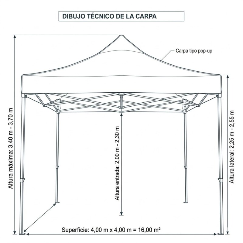 GAZEBO BEIGE 4X4Mts Unica