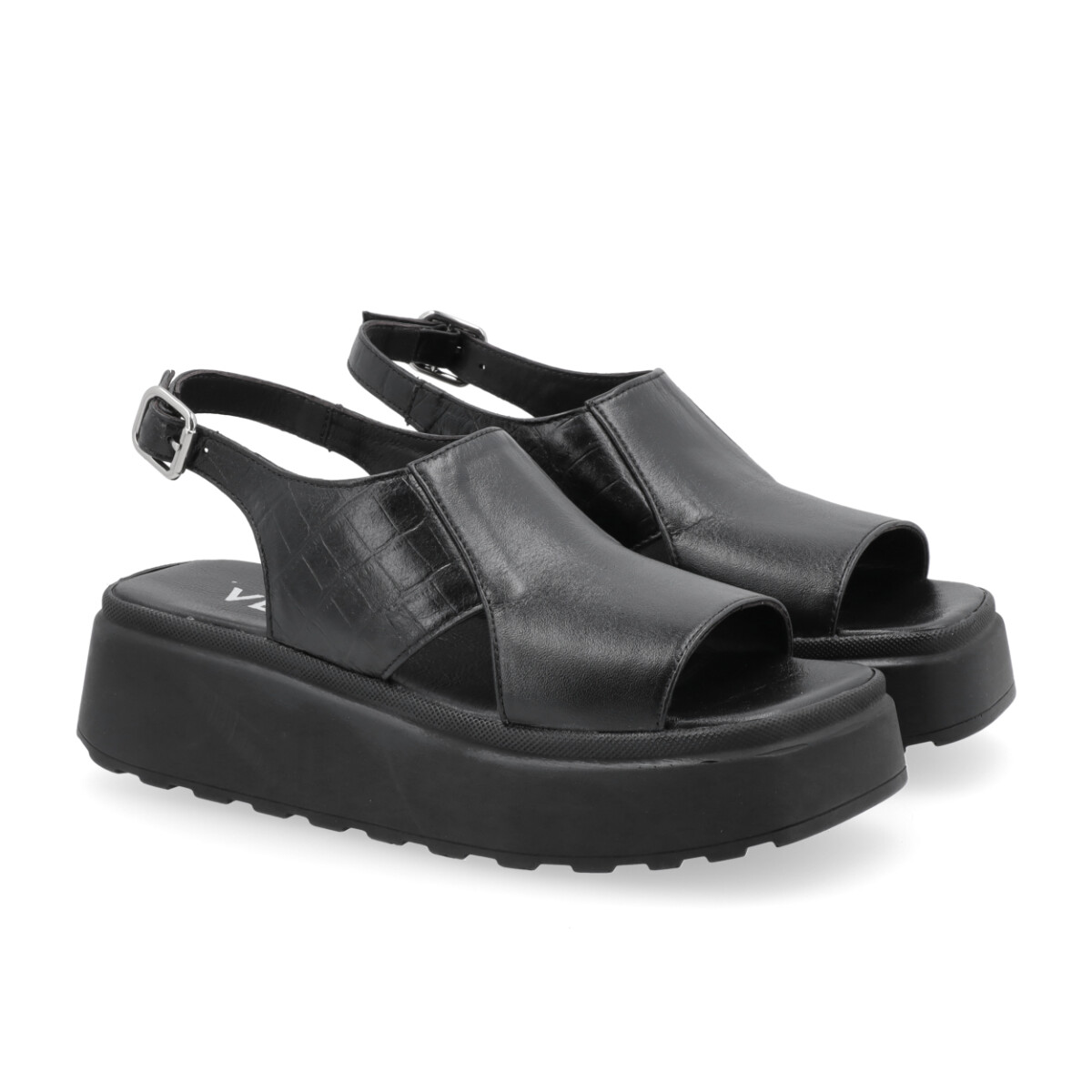 SANDALIAS VENET - CUERO LOTAN - NEGRO 