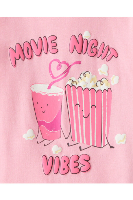 Pijama cuatro piezas de algodón, dos remeras manga larga y dos pantalones, diseño pop Sin color