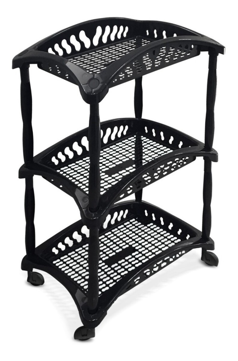 Organizador De Cocina Frutero Baño 3 Estantes Plástico - Negro 