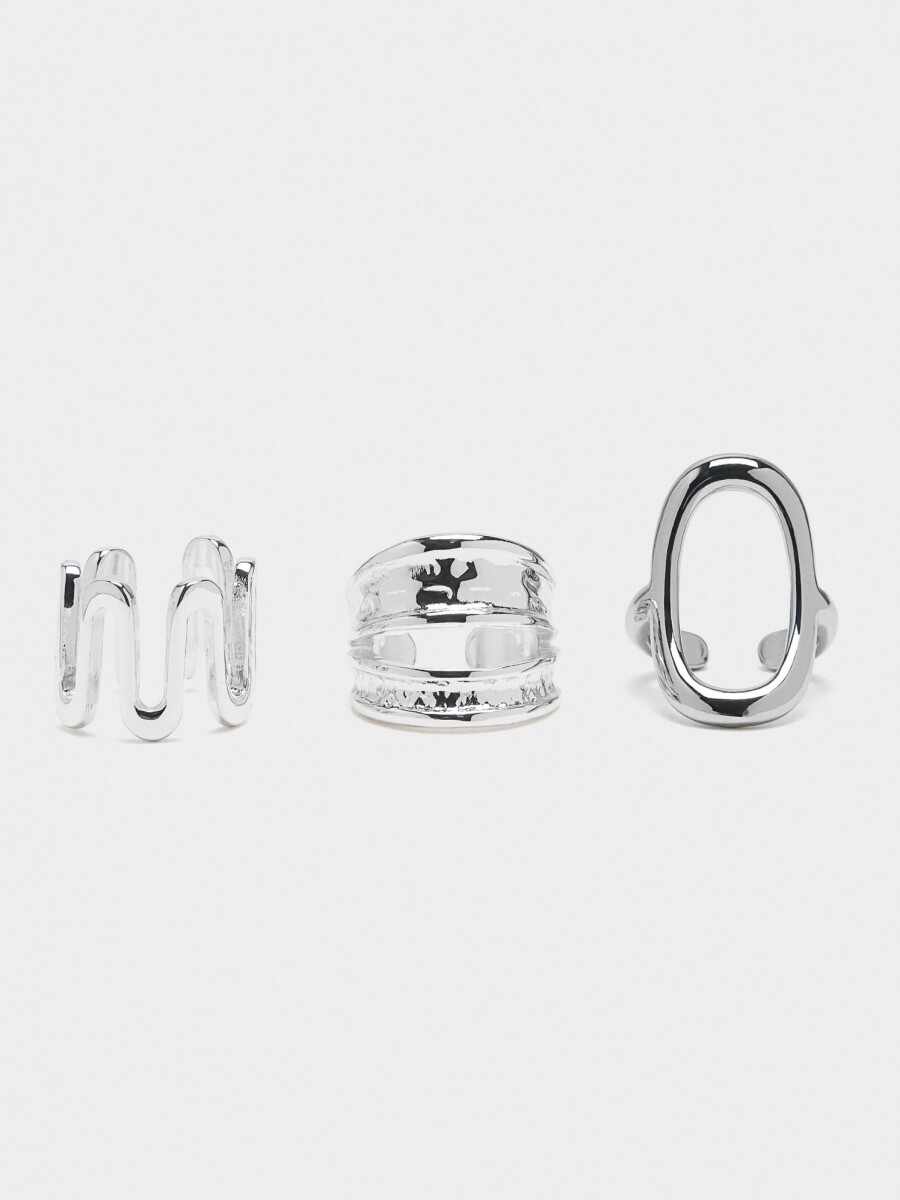 Set De Anillos Largos plateado