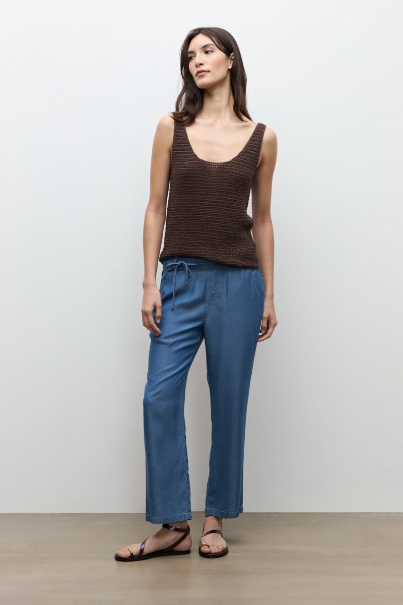 Pantalon recto Lyocell jean medio
