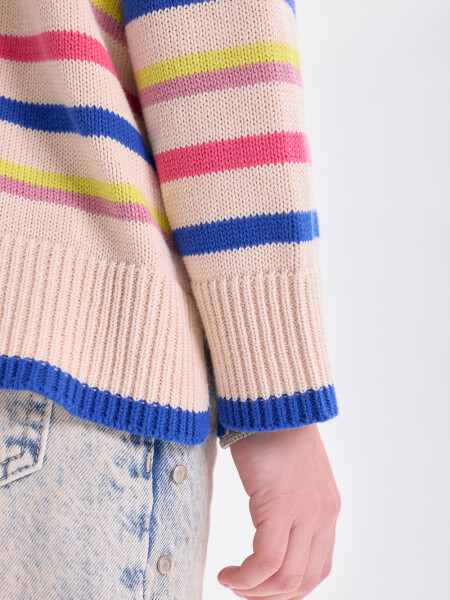 Buzo punto rayado Beige