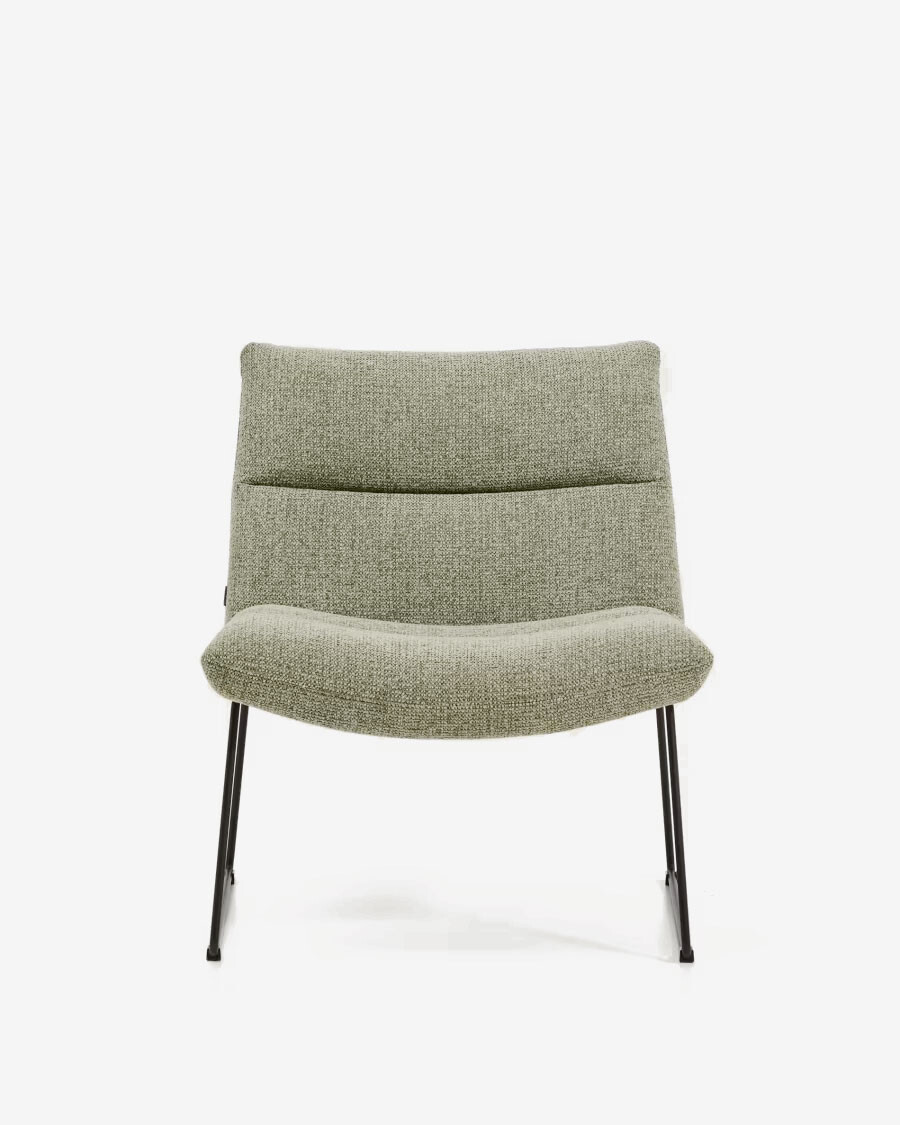 Butaca Asen de chenilla verde y patas de acero negro FSC 100%