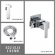 Juego Completo De Ducha Higienica Cuadrada, Mezcladora (Agua Fria Y Caliente) De Empotrar Y Flexible De Acero Inox. Aqualia 000