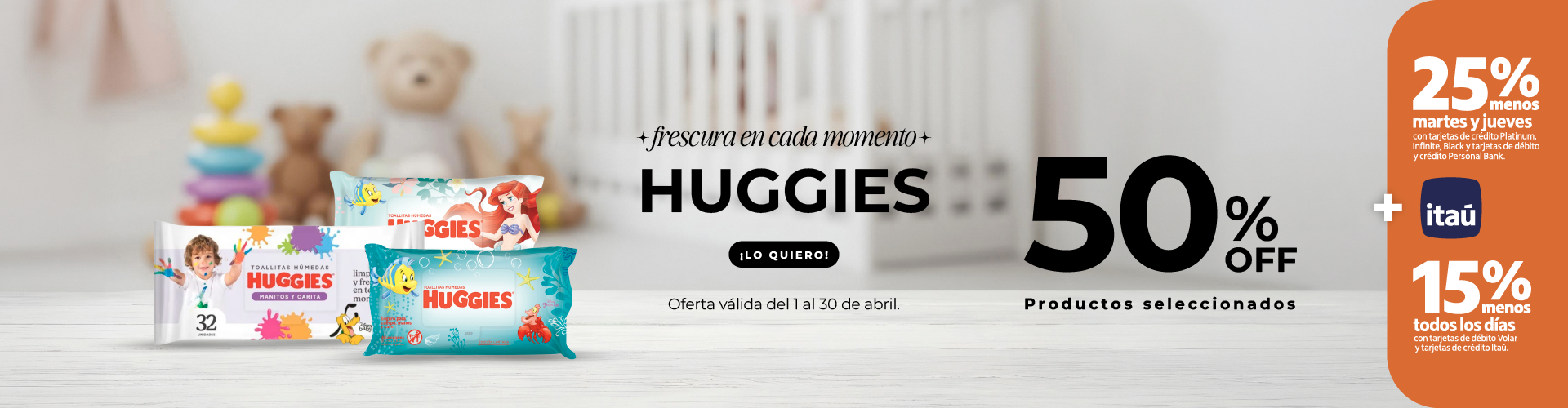 Toallitas Huggies 50%