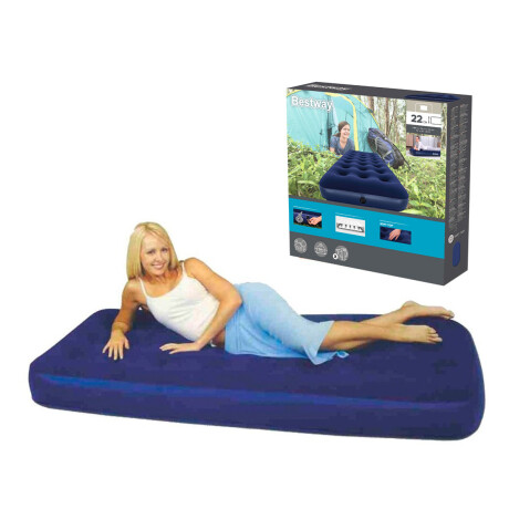 Colchón Inflable Bestway 1 Plaza Camping + Almohada Azul