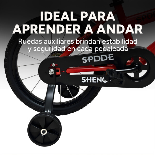 Bicicleta Infantil Shengdi R16 Canasto Parrilla Guardabarros Rojo 1