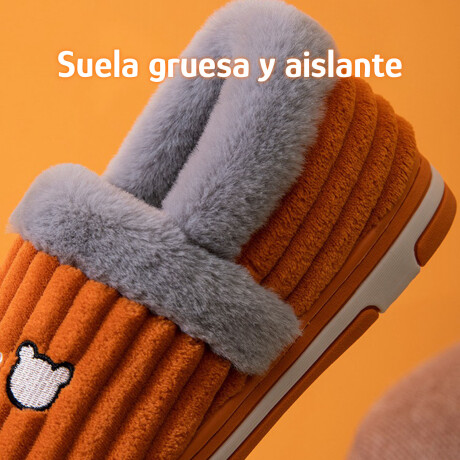Pantuflas Peluche Unisex Antidesliz Suela Gruesa Invierno Rojo