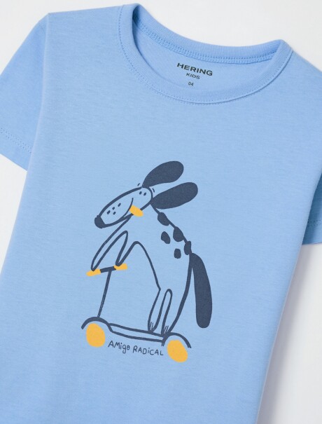 CAMISETA INFANTIL CON ESTAMPA  CELESTE