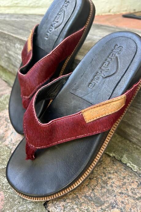 Flip Flop Shoes Cowhide Bordeaux