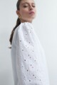 Sweatshirt con mangas de broderie blanco