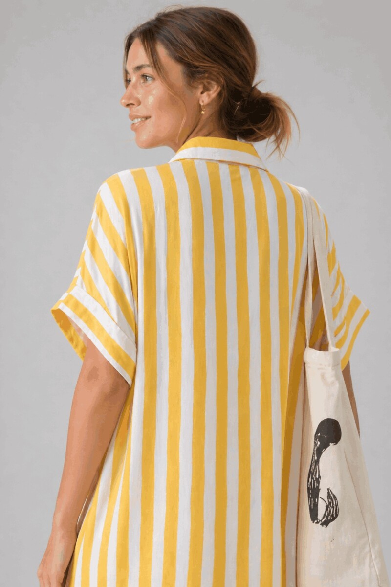 Vestido Camisero Pupa Estampa Amarillo