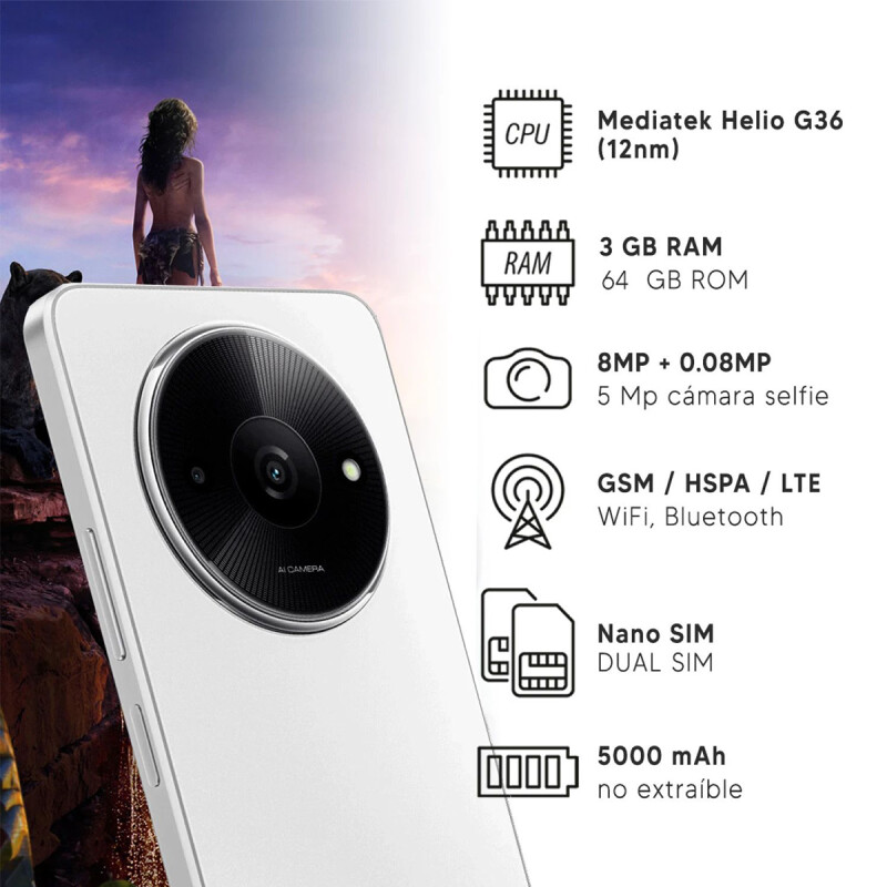 Xiaomi Redmi A3x Dual SIM 128 GB blanco 4 GB RAM Xiaomi Redmi A3x Dual Sim 128 Gb Blanco 4 Gb Ram