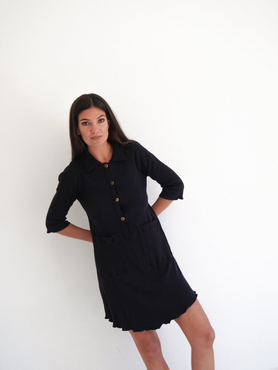 Comfortable dress - Negro con Bolsillo 