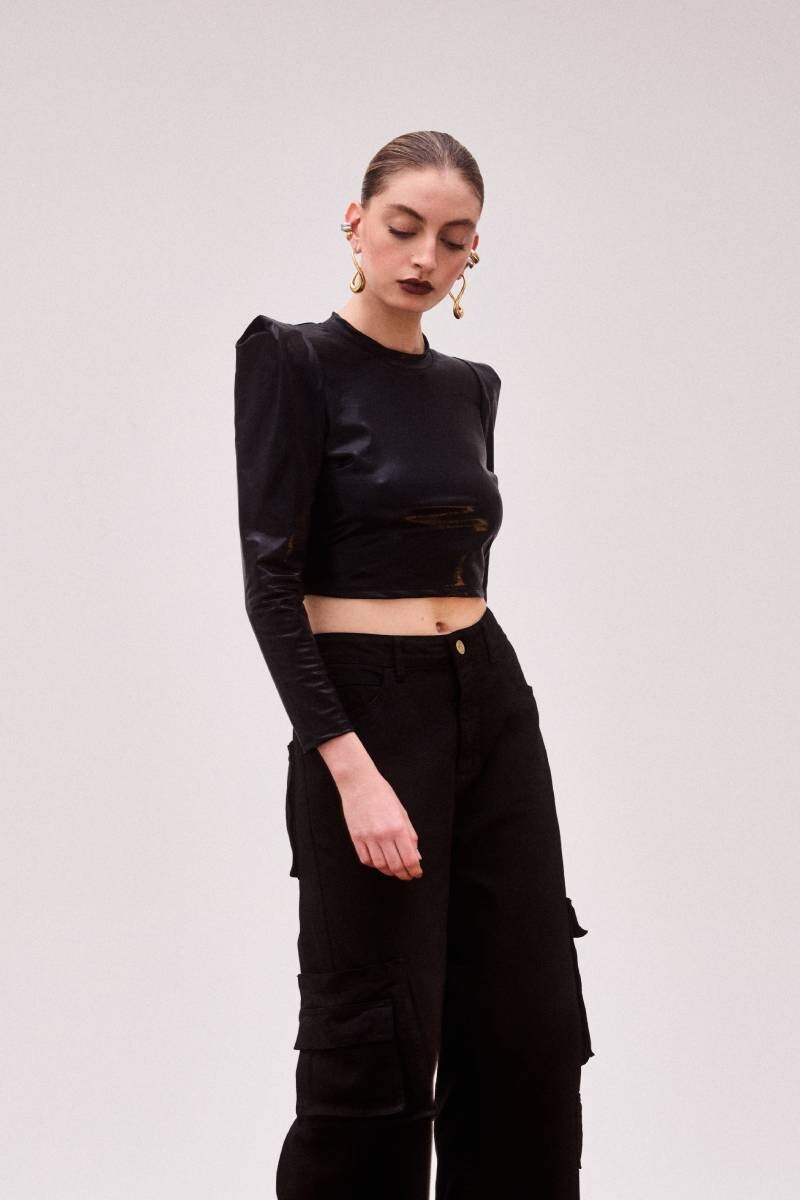 Remera Bowie Crop Metalizada 