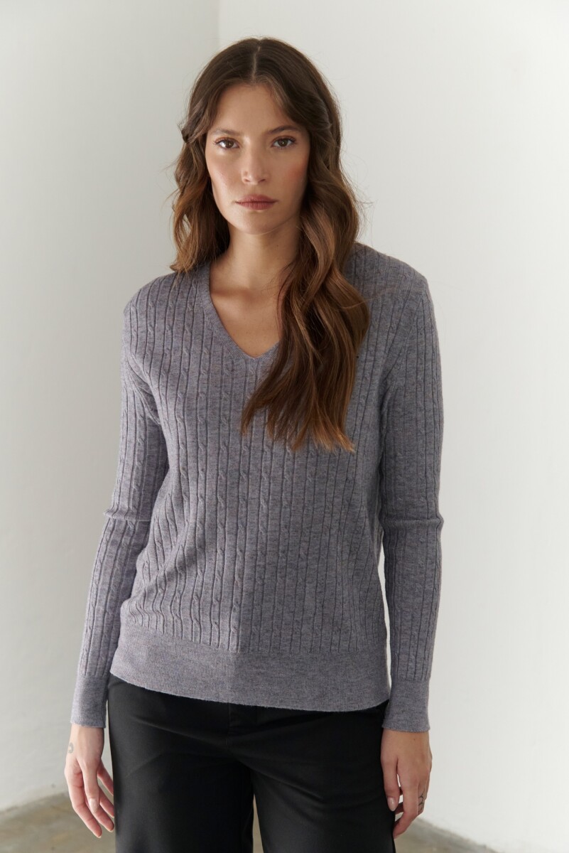 BUZO ESCOTE V L - GRIS 