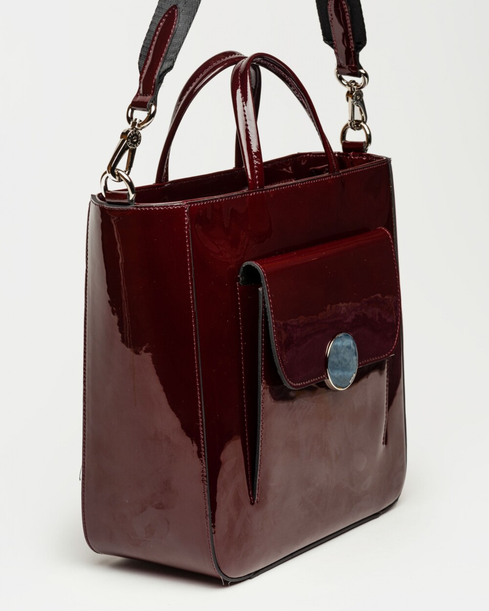 Shopper The Circle en cuero charol Burgundy Niquel
