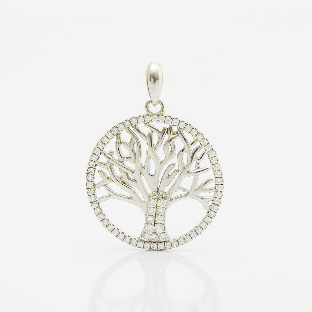 Dije árbol de la vida en plata con circonias, 2.2cm. 
