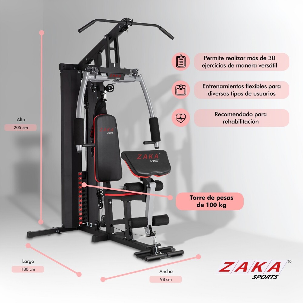 GIMNASIO MULTIFUNCION C/100 kg en Pesas + Accesorios. ZAKA GIMNASIO MULTIFUNCION C/100 kg en Pesas + Accesorios. ZAKA