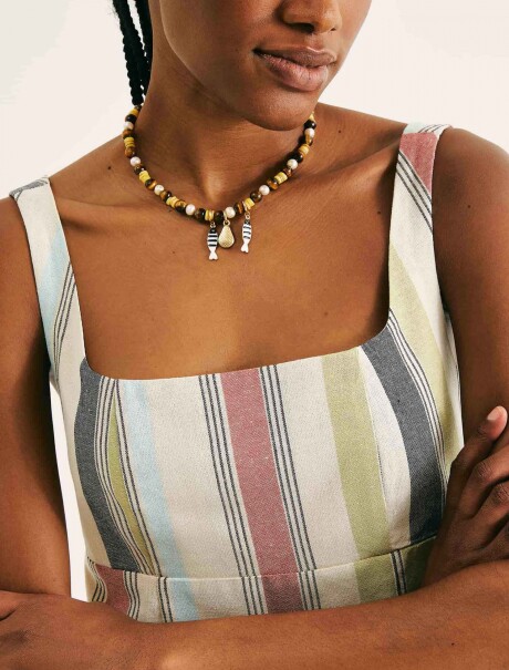 VESTIDO DE LINO A RAYAS MULTICOLOR