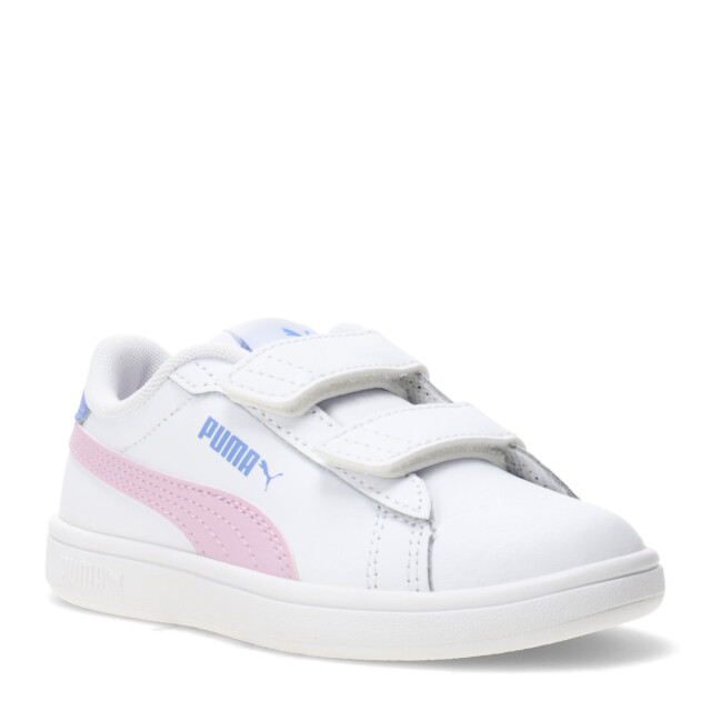 Championes Infantiles Puma Smash 3.0 Leather Blanco - Rosa - Violeta Lavanda