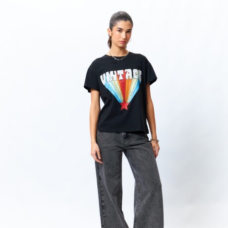 REMERA VINTAGE RAINBOW Negro