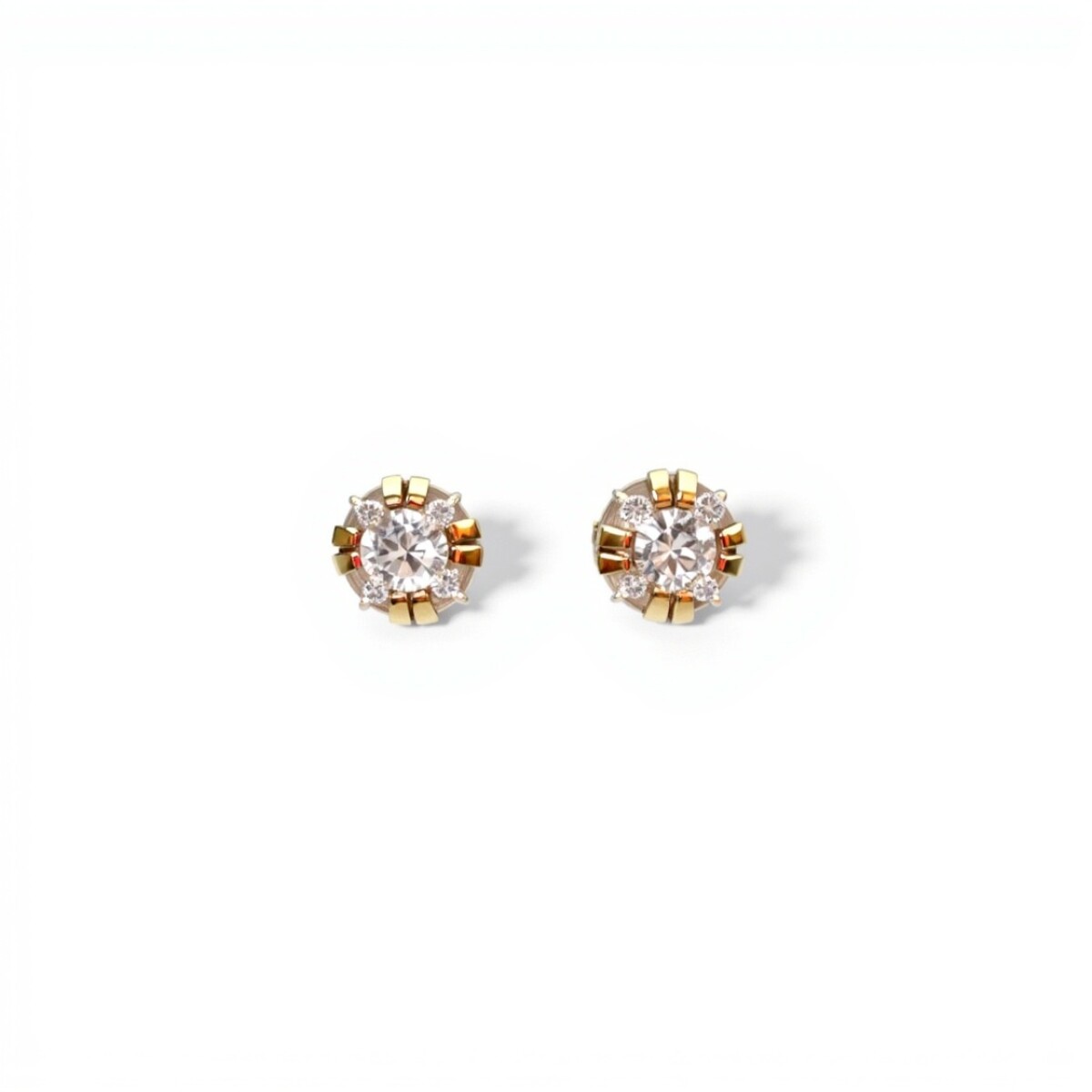 Caravanas Solitario cuadrado oro- Oro bajo - Zirconia - CA8178 - conpiedra 