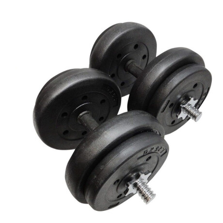 Set 2 Mancuernas + Barra 1.5m + 40kg + 2 Hand Grip 4 Discos 5kg + 8 de 2.5kg