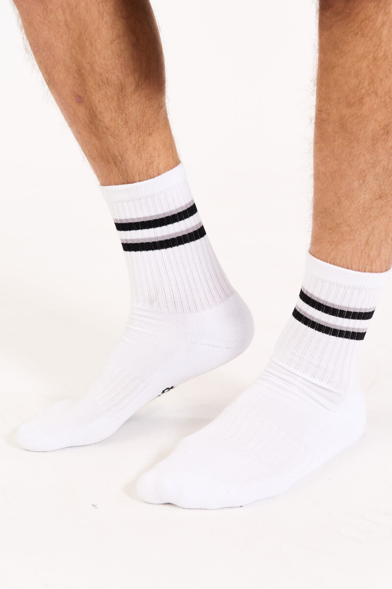 MEDIAS 3/4 DOUBLE LINE SOCKS B-blanco