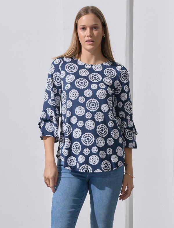 Blusa Printed AZUL/BLANCO