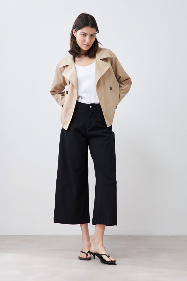 Pantalón culotte pierna ancha negro