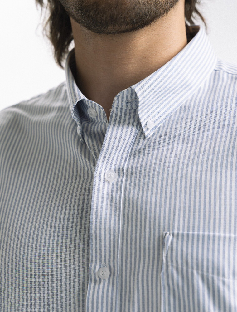 Camisa Cuadros Clasica C/Bolsillo Milan Azul/Fantasia 1