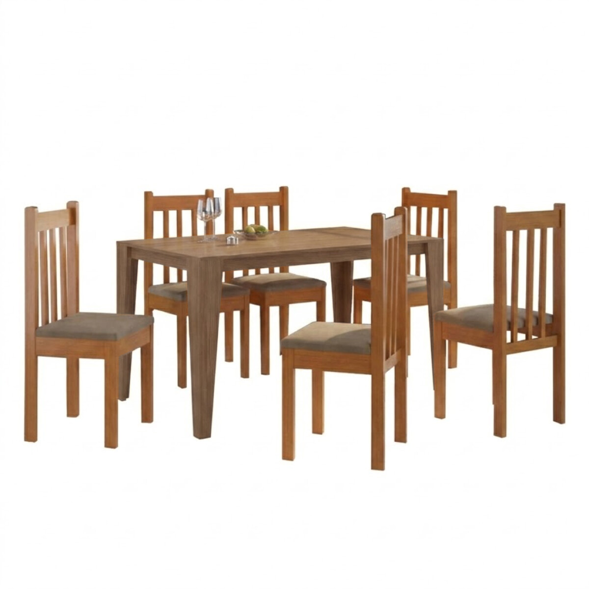 JUEGO DE COMEDOR MESA Y 6 SILLAS TODO EN MADERA MACIZA 
