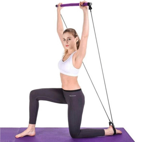Set Barra Pilates C/Bandas Gym Yoga Entrenamiento Multicolor