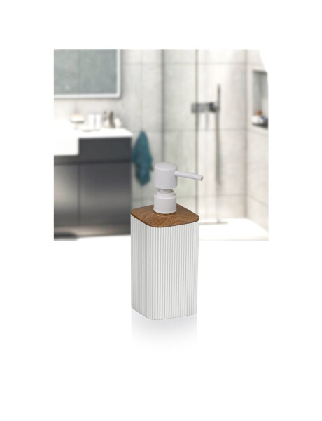 DISPENSADOR JABON MINA C/MADERA CUADRADO RAYAS BLANCO DISPENSADOR JABON MINA C/MADERA CUADRADO RAYAS BLANCO