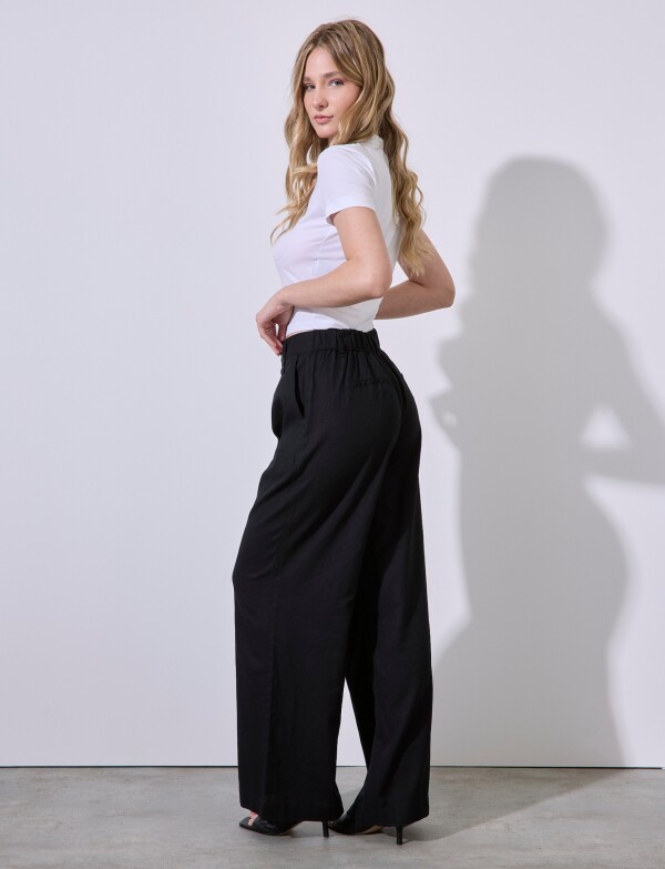 Pantalon Lino Wide NEGRO