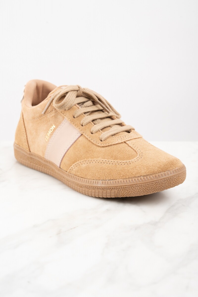 Zapatilla Gamuza Combinada Mocha