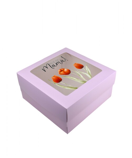 Caja 20x20x9,5 c/visor. LILA - FELIZ DIA MAMÁ