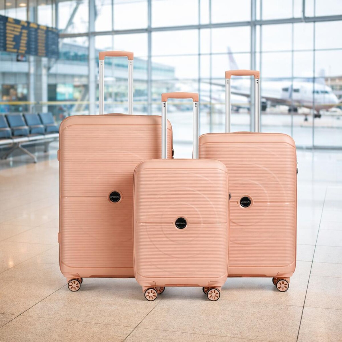 Set de Valijas Rígidas de Polipropileno x3 - Salmón 