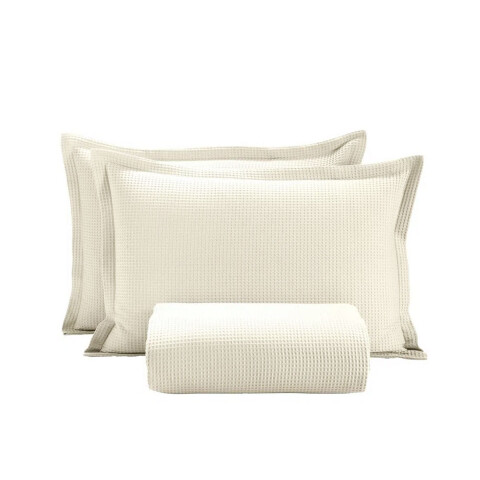 Juego Colcha y Funda Piquet Dohler King Size 100% Algodón MARFIL