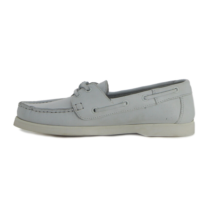 Zapato Starsax De Dama Náutico Acordonado Vaqueta Blanco