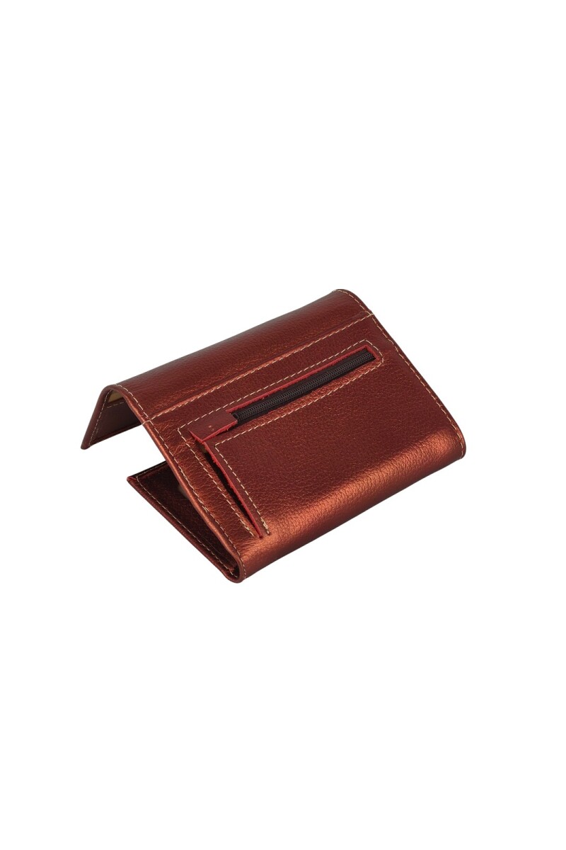 Billetera Compacta de Dama en Cuero Genuino | Cierre Magnético y Lujo Cobre