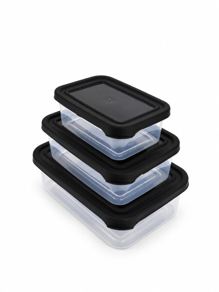 CONTENEDOR DE ALIMENTOS PACK X3 GRIS OSCURO