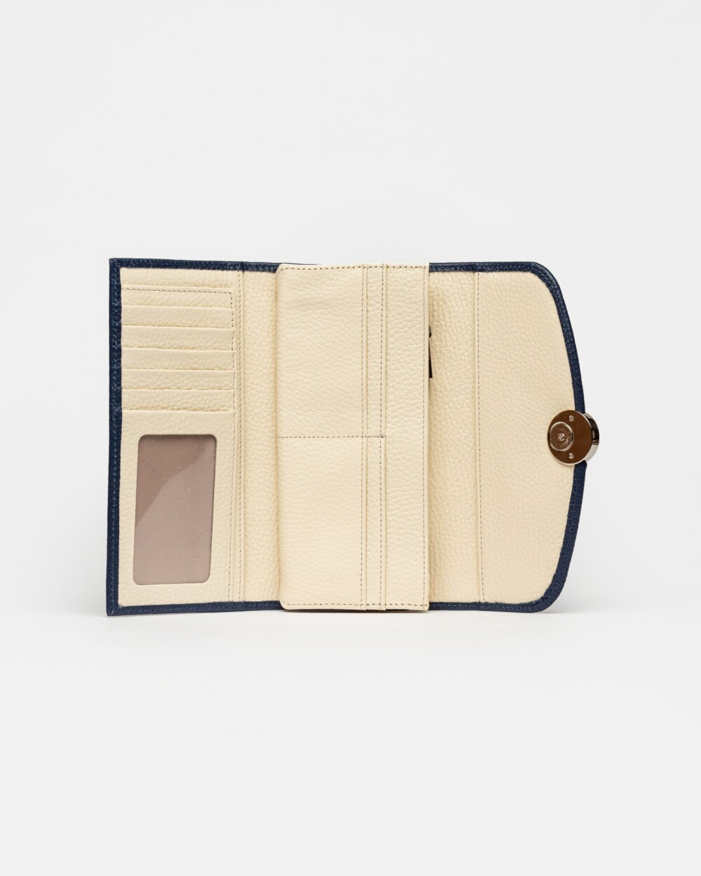 Billetera The Circle en cuero graneado Marine Blue