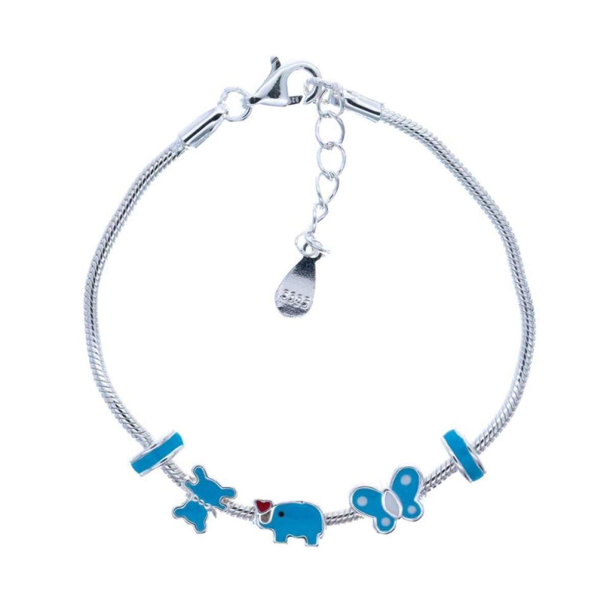 Pulsera De Niña En Plata 925 Y Esmalte - Osito 