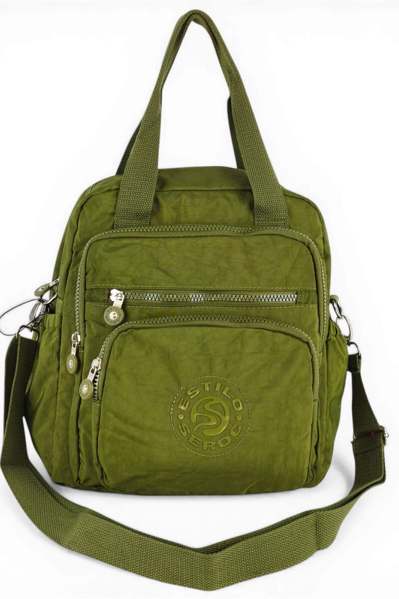 Bolso mochila y morral verde