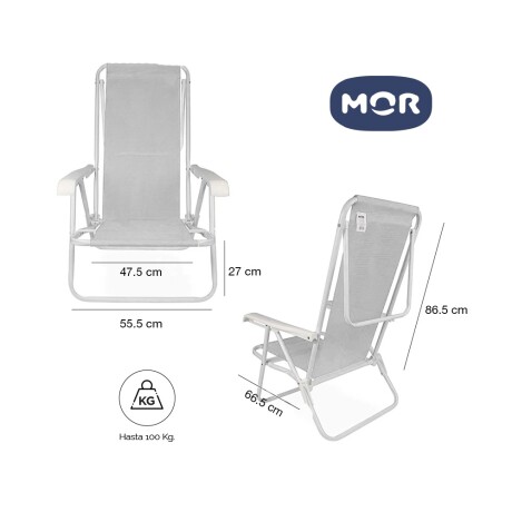 Kit 2 Reposeras Reclinables 8 Posiciones Acero Mor Sannet Blanco